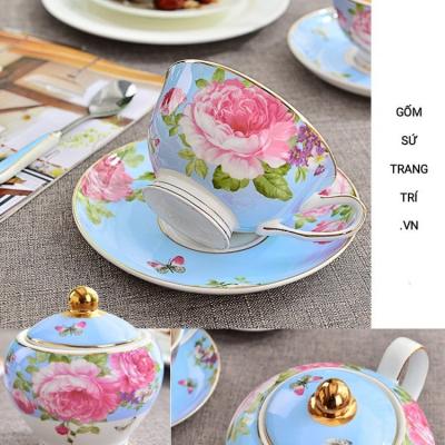 BỘ TÁCH TRÀ HOA HỒNG CAO CẤP